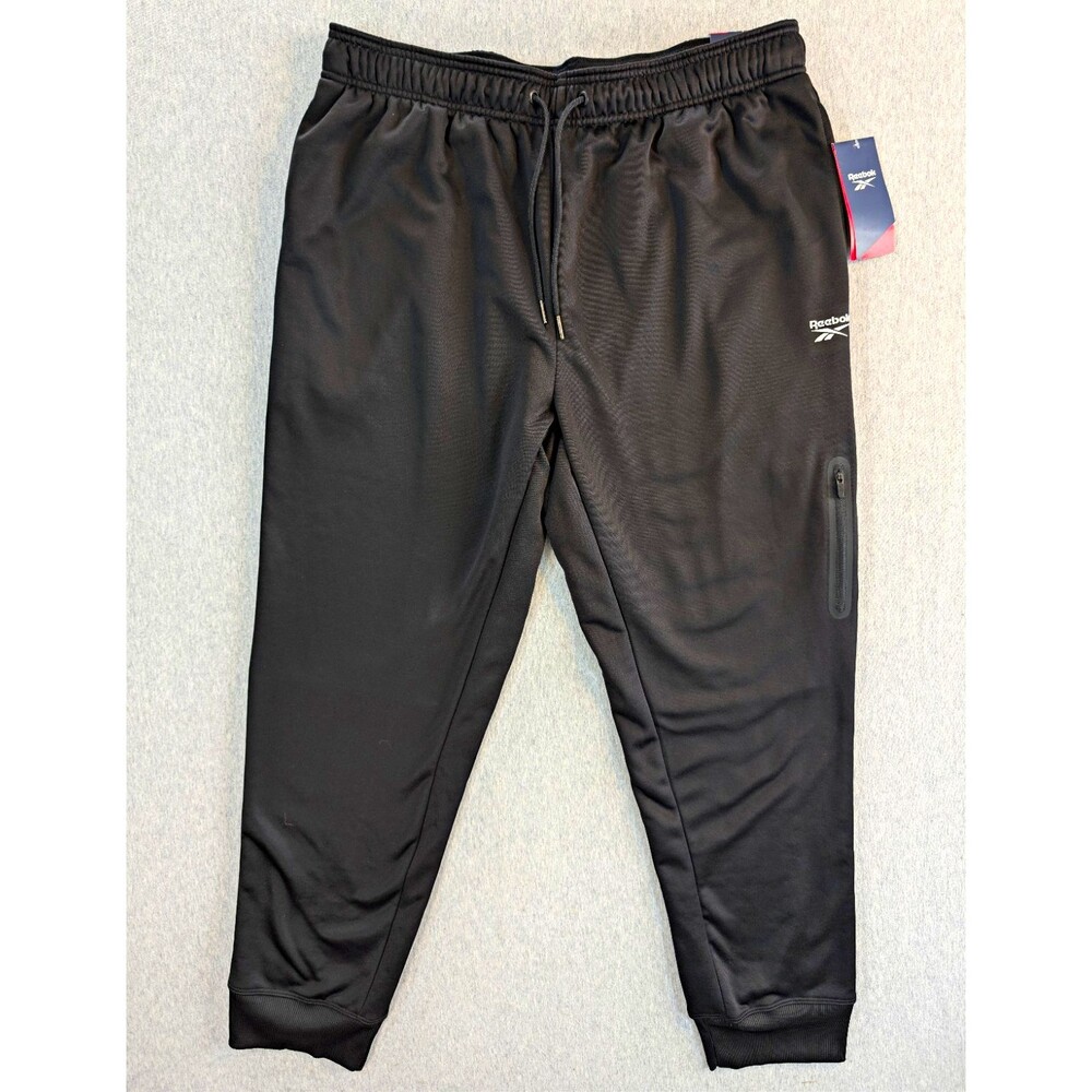 Reebok Vector Track Runner Pant Women’s XL Black Fleece Slim Drawstring Pockets